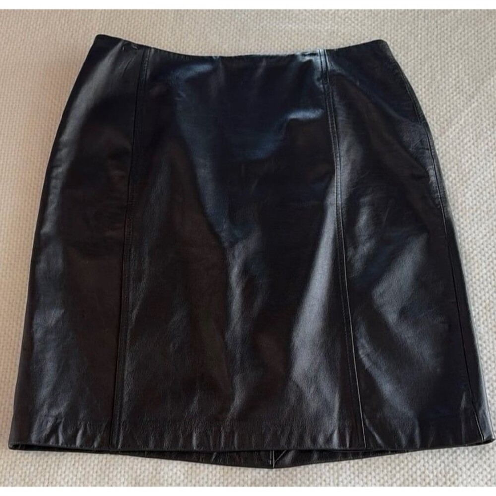 Ann Taylor LOFT Genuine Leather Skirt Black Size 10